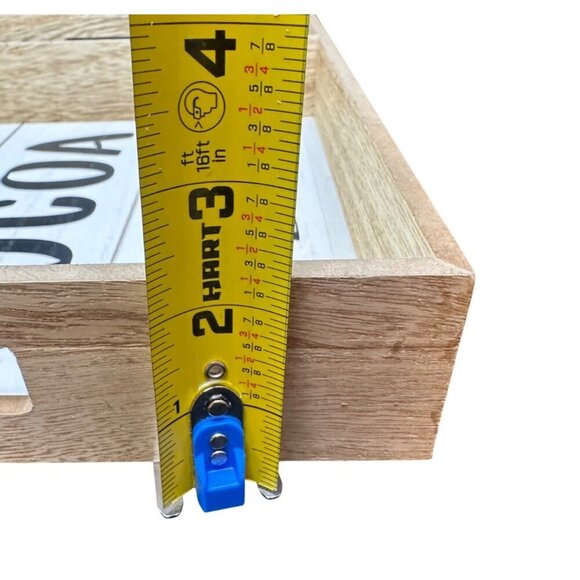 Hot Cocoa Wood Tray Rustic Farmhouse Kitchen Sign 14in Decorative Box Decor - Picture 12 of 16